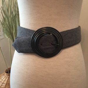 Vintage grey tweed wide oversized buckle waist